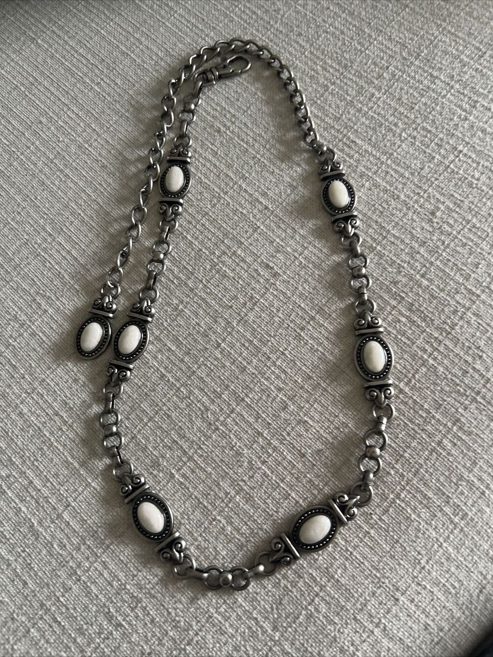 Silver Metal Stainless White Gemstone Chain Waist Belt Clasp Closure